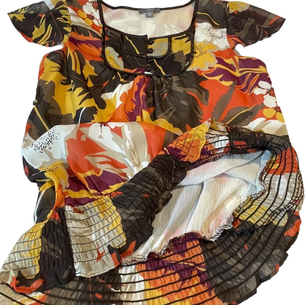 Apt. 9 Women's Floral Chiffon Blouse Brown Women’s Size S